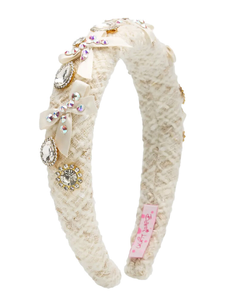 Bari Lynn Crystallized Gem Bow Tweed Headband