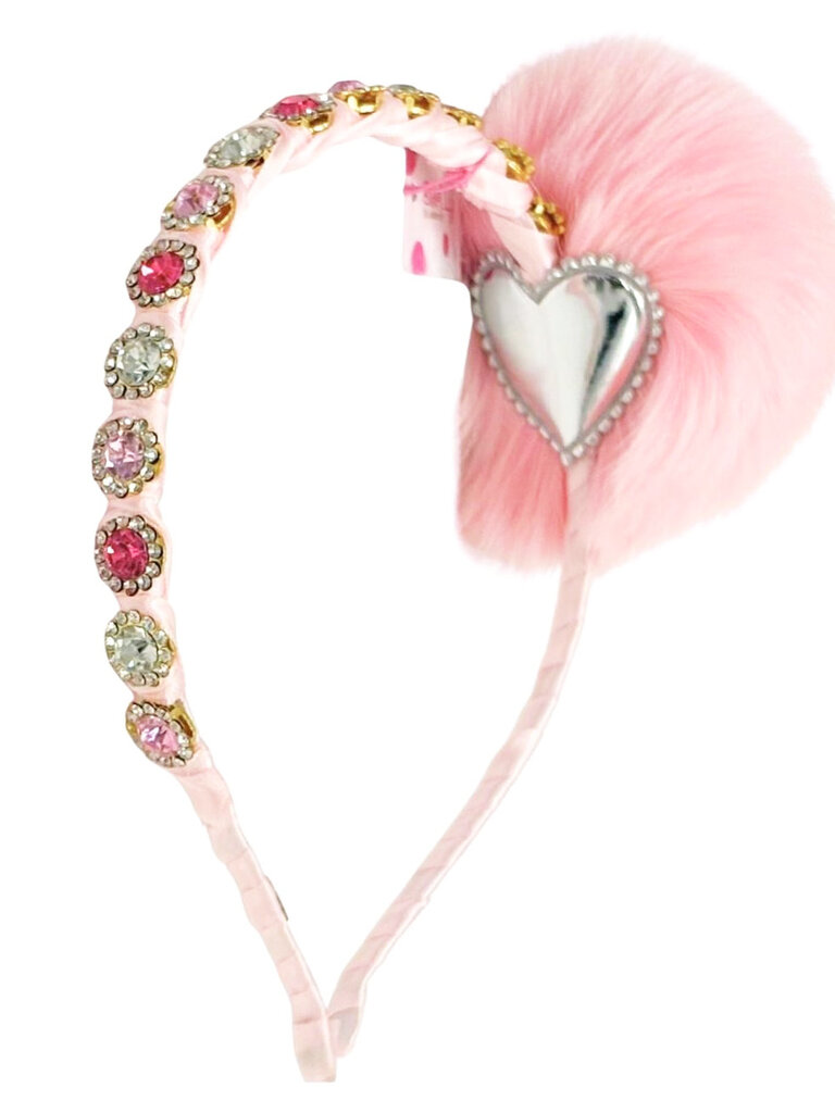 Bari Lynn Fur Pom Crystallized Jeweled Headband