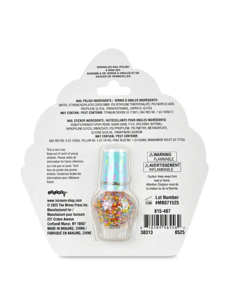 Iscream Sprinkles Nail Polish Ring Set