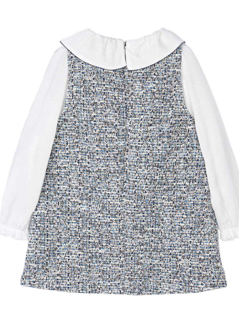 Mayoral Girls Tweed Dress with Velvet Bows