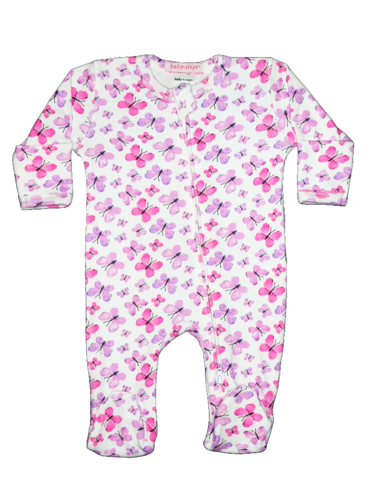 Baby Steps Butterflies Zipper Footie