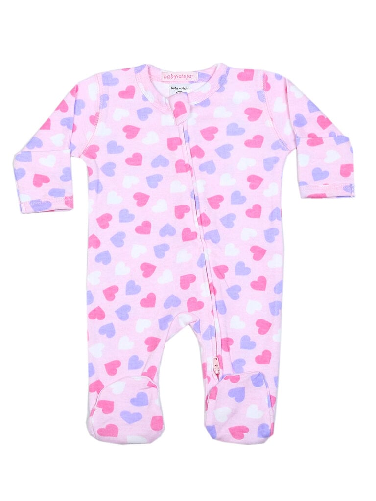 Baby Steps Tossed Hearts Footie