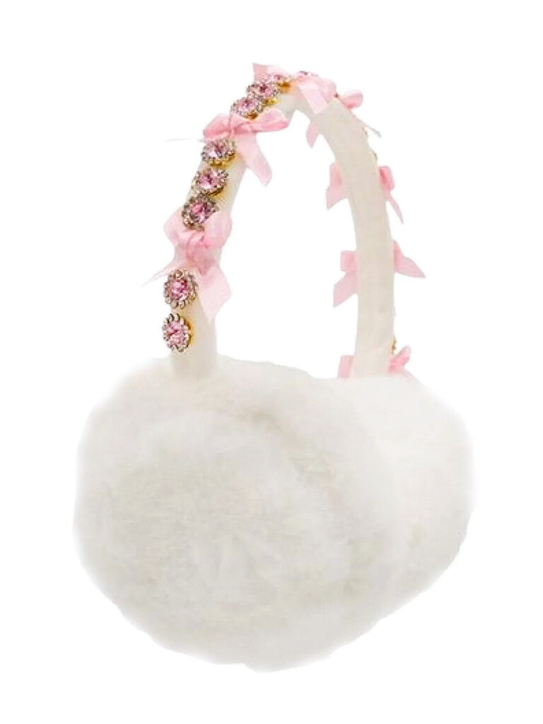 Bari Lynn Jeweled Pink Bow Earmuffs