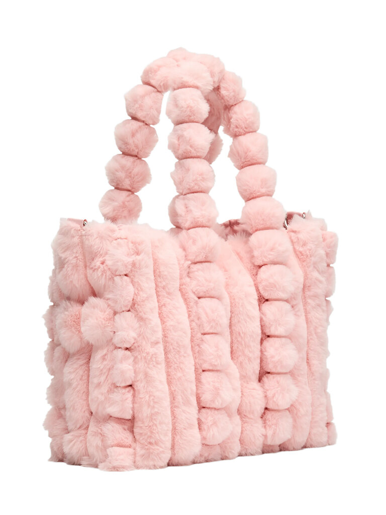 Bari Lynn Large Beaded Charm Faux Fur Tote