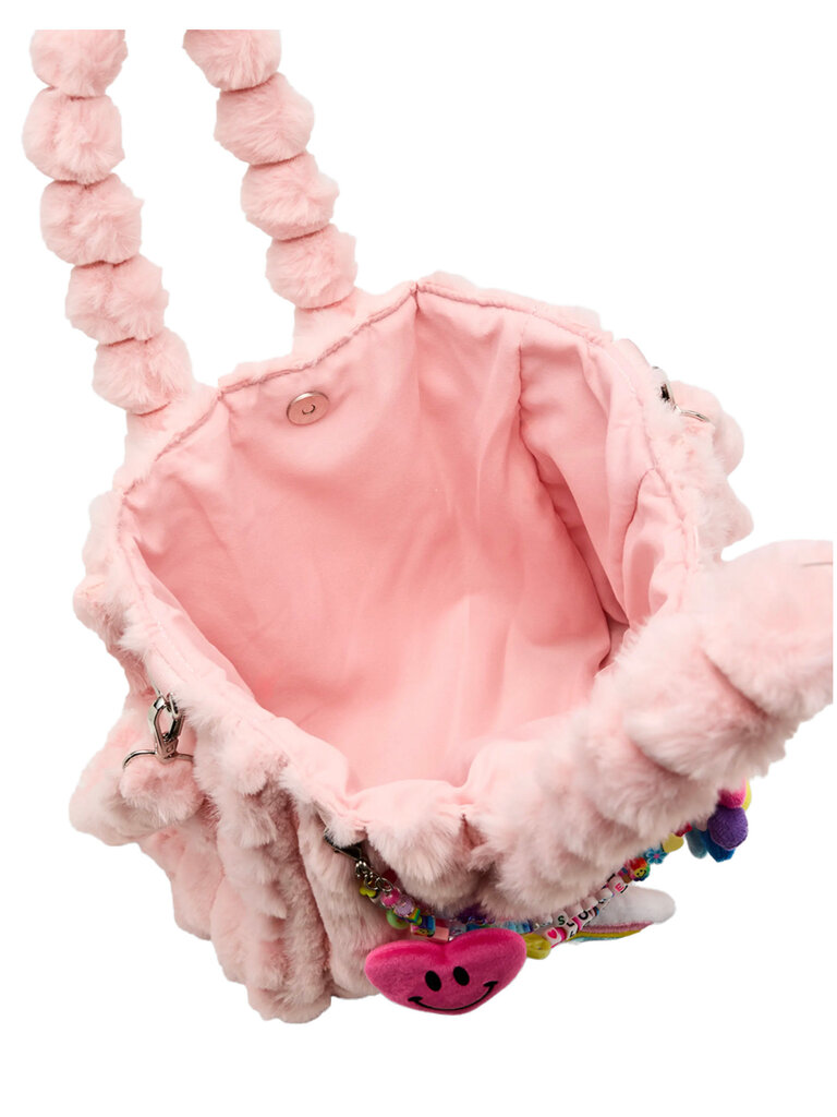 Bari Lynn Large Beaded Charm Faux Fur Tote