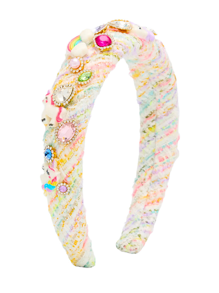 Bari Lynn Unicorn Tweed Crystal Headband