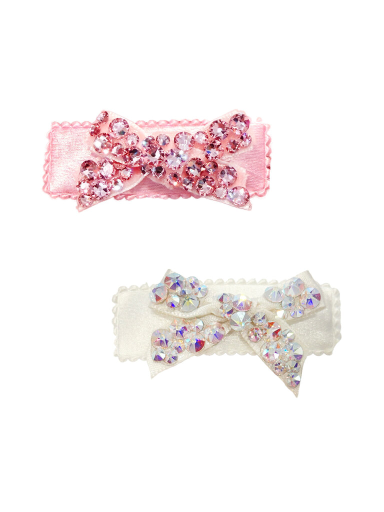 Bari Lynn Crystal Velvet Bow Clip