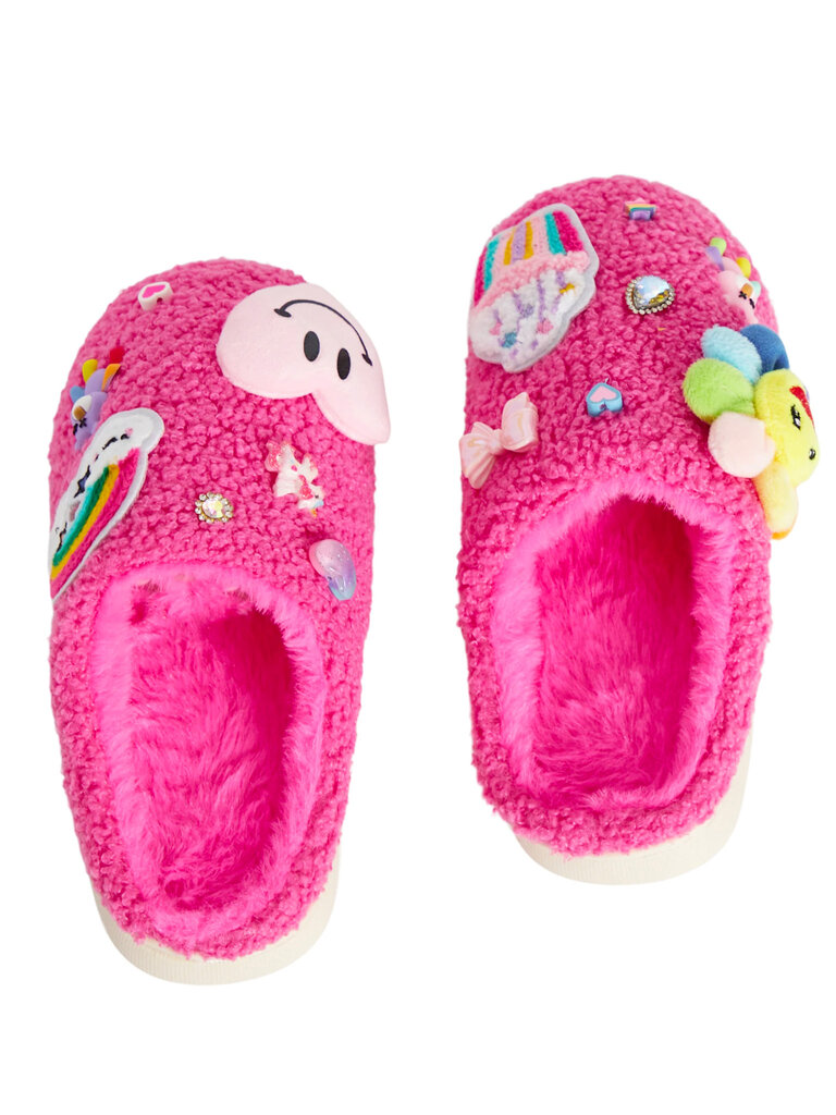 Bari Lynn Fuchsia Charm Plush Slippers