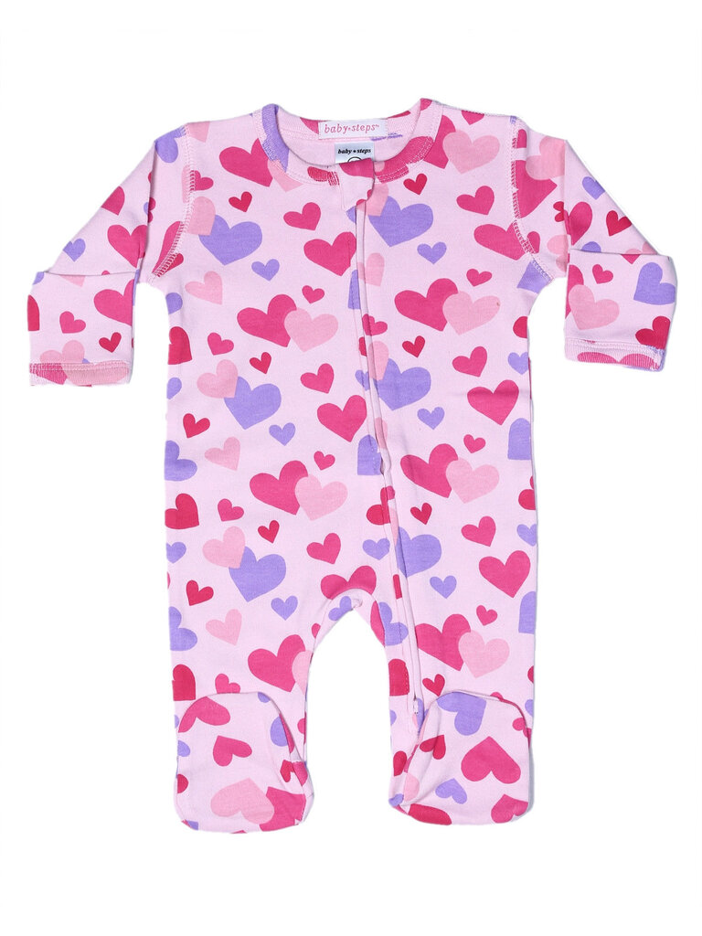 Baby Steps Tossed Hearts Footie