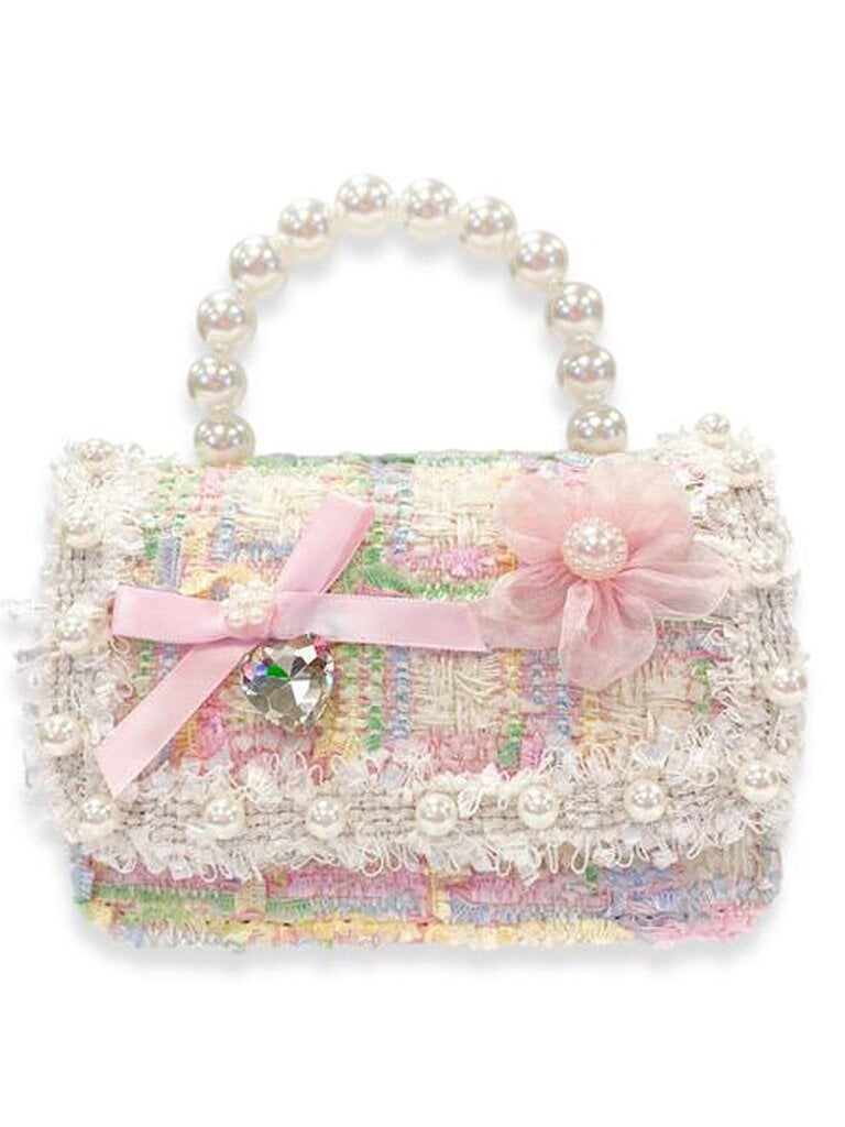 Bow & Floral Decor Tweed Purse