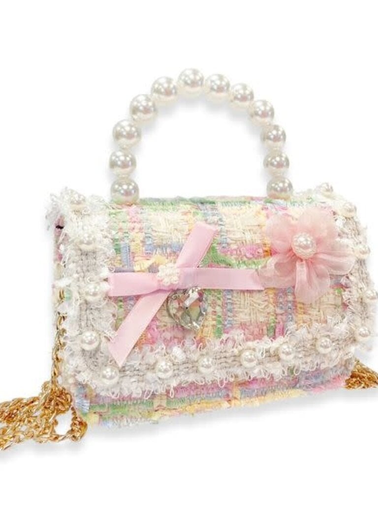 Bow & Floral Decor Tweed Purse