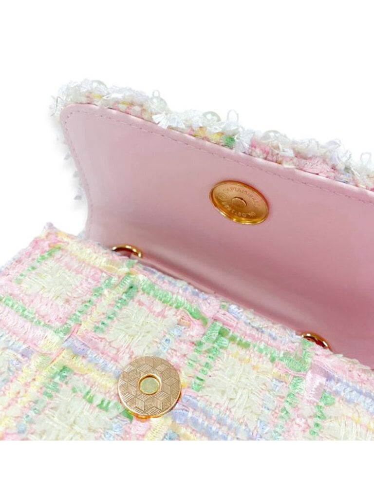 Bow & Floral Decor Tweed Purse