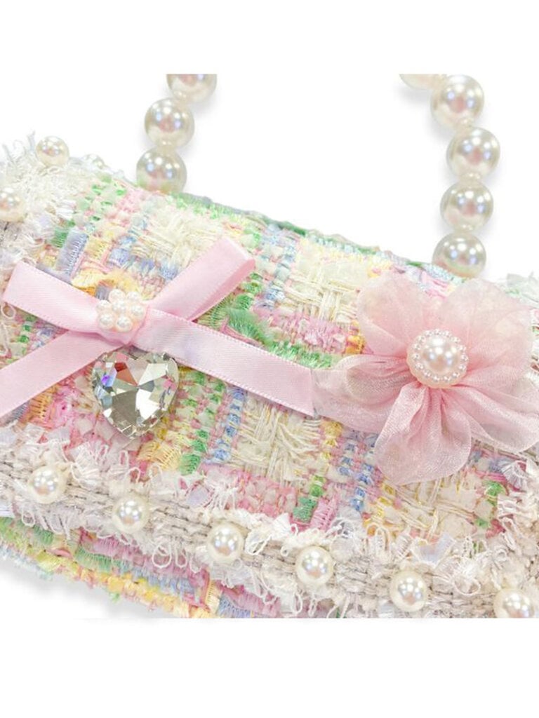 Bow & Floral Decor Tweed Purse