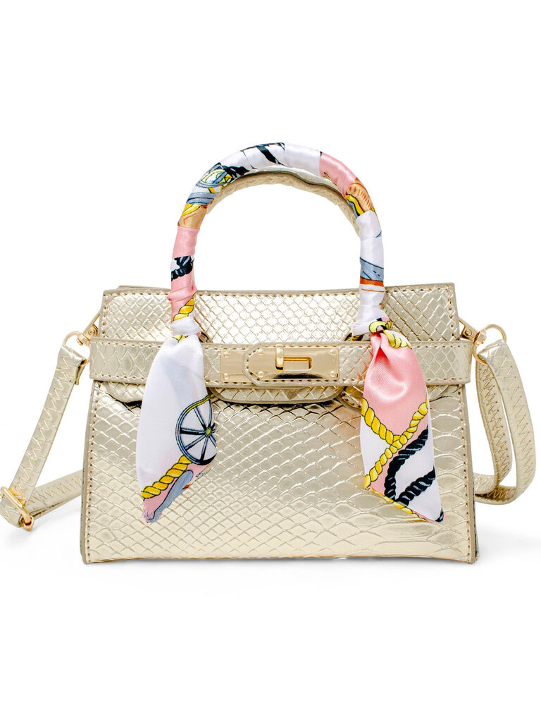 Zomi Gems Patent Crocodile Scarf Handbag