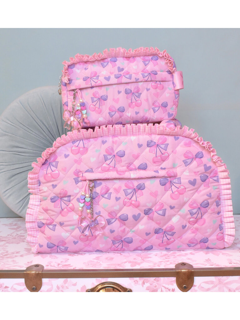 OMG Accessories Quilted Cherry Bow Pouch