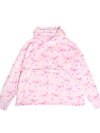 Pink Bow Fleece Blanket Hoodie