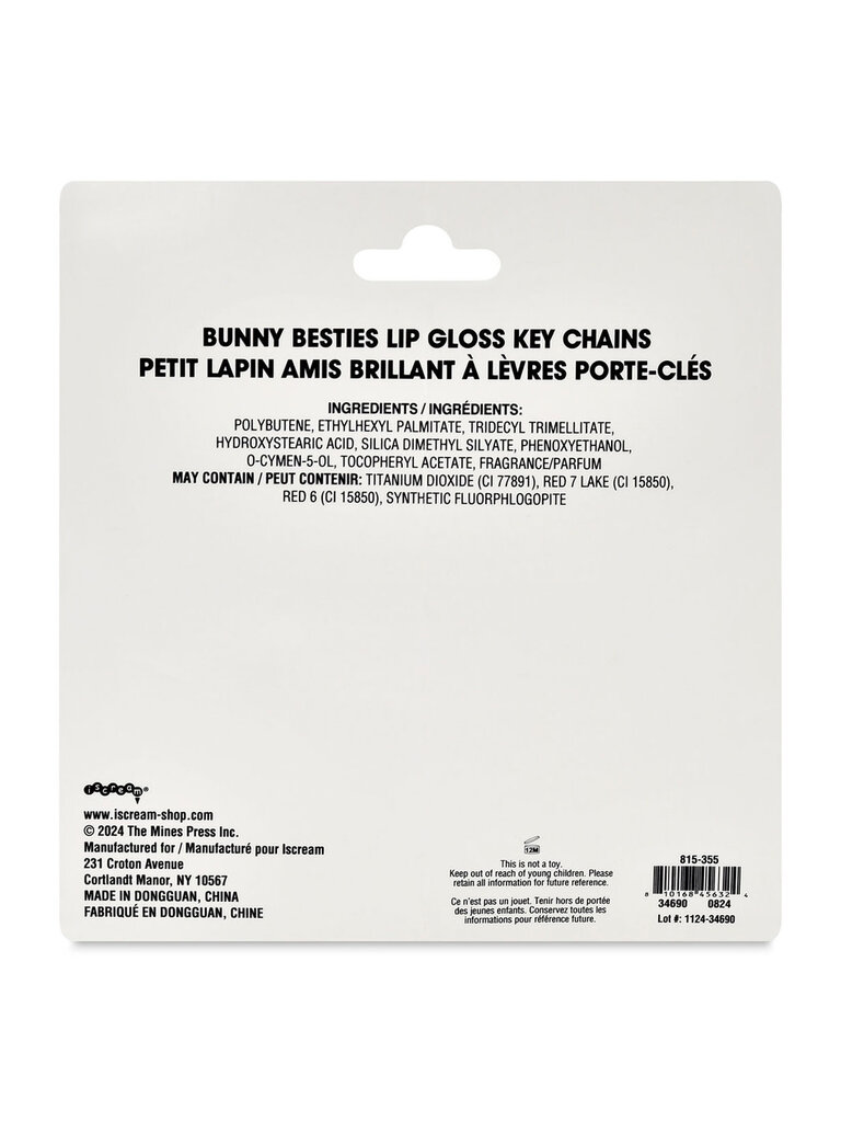 Iscream Bunny Besties Lip Gloss Key Chains