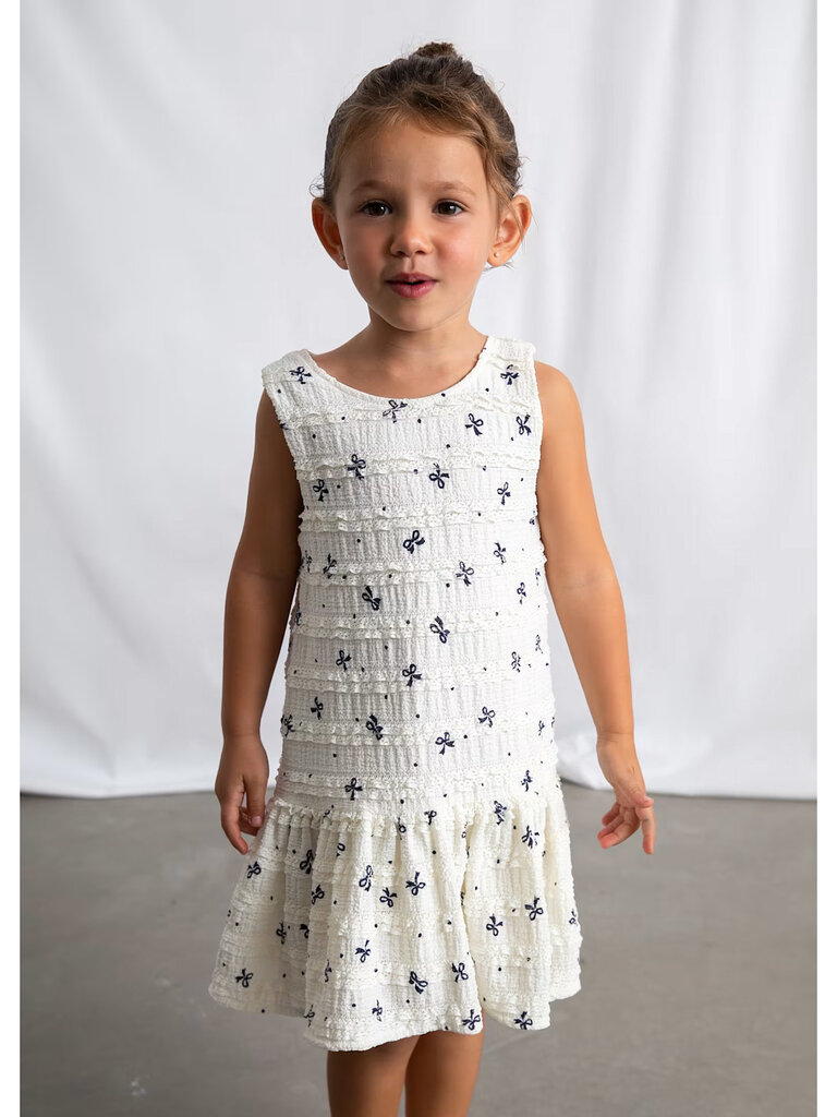 Mayoral Navy Bow Ivory Ruffle Dress