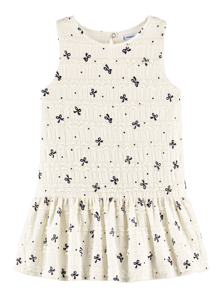 Mayoral Navy Bow Ivory Ruffle Dress