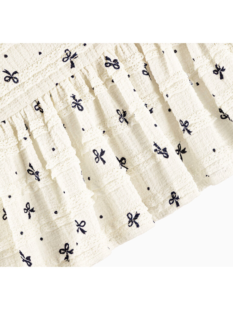 Mayoral Navy Bow Ivory Ruffle Dress