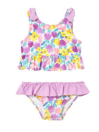 Mayoral Lilac Floral Bow Tankini Swimsuit