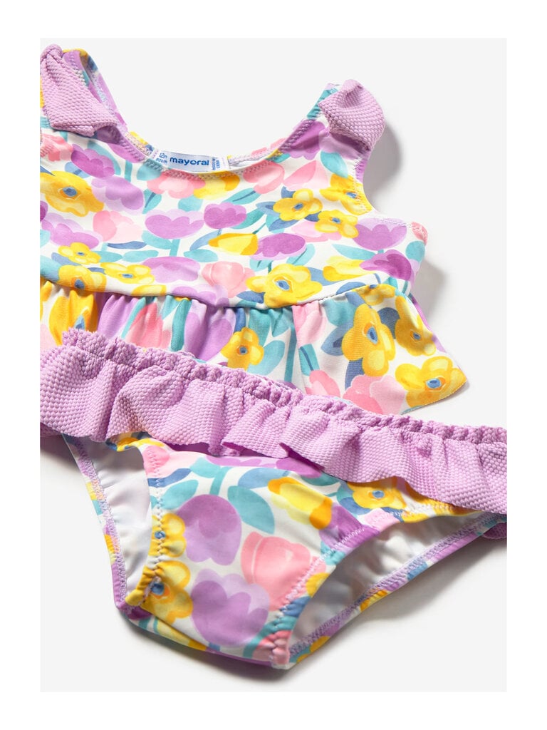 Mayoral Lilac Floral Bow Tankini Swimsuit