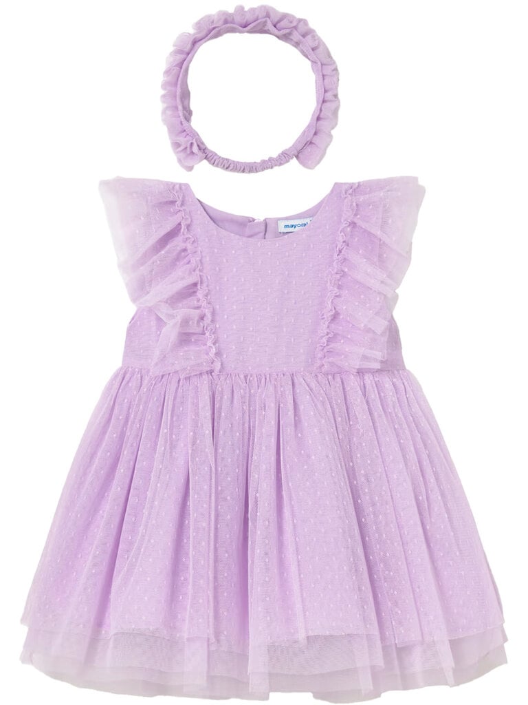 Mayoral Lavender Tulle Dress w Headband