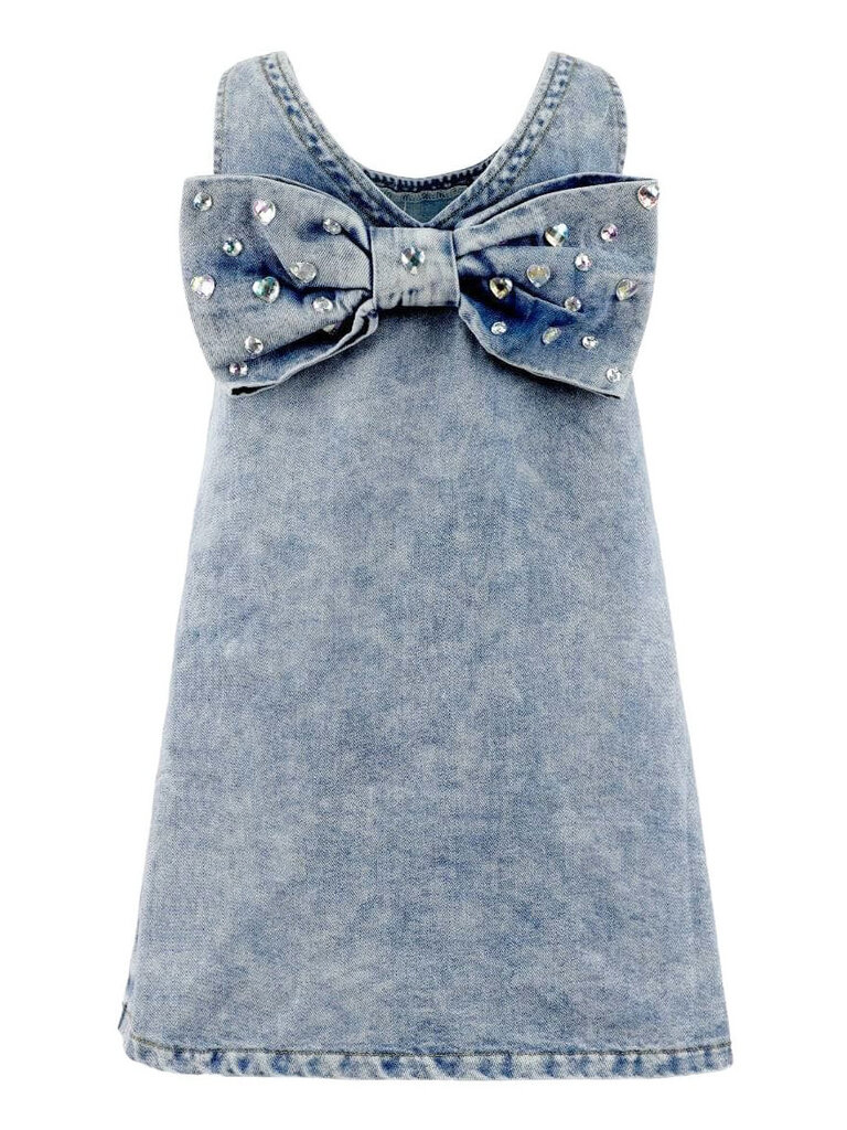Lola and the Boys Crystal Heart Denim Bow Dress