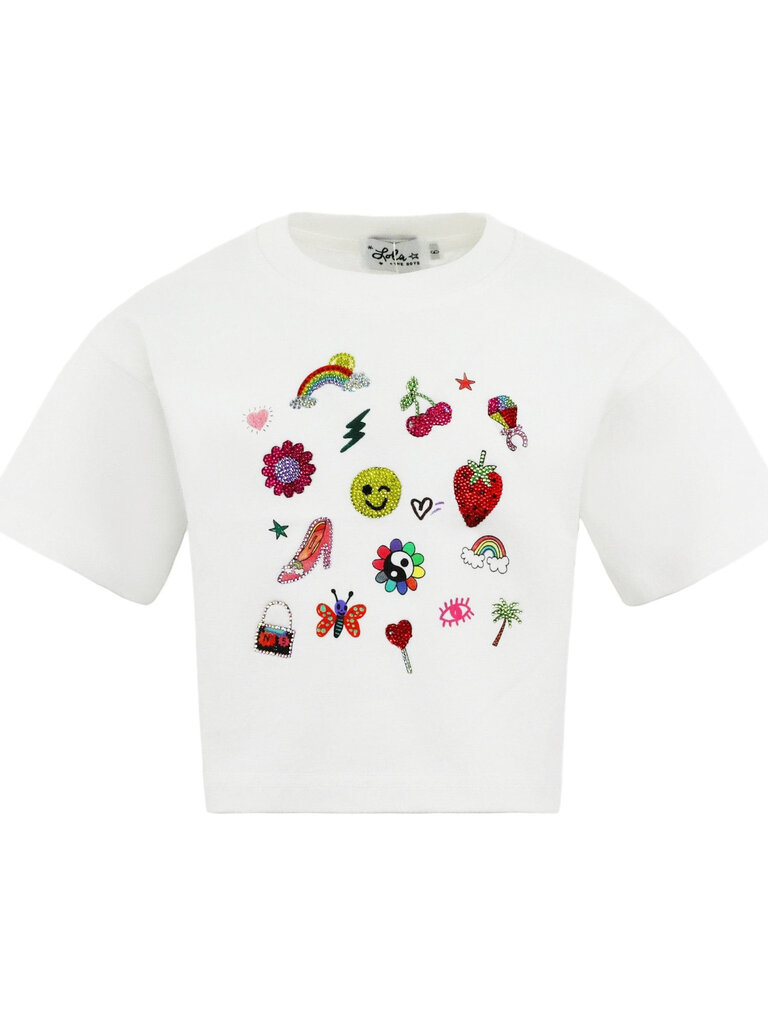 Lola and the Boys Sparkle Doodle Crop Shirt