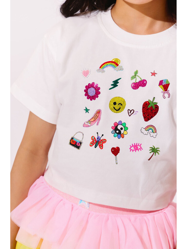 Lola and the Boys Sparkle Doodle Crop Shirt