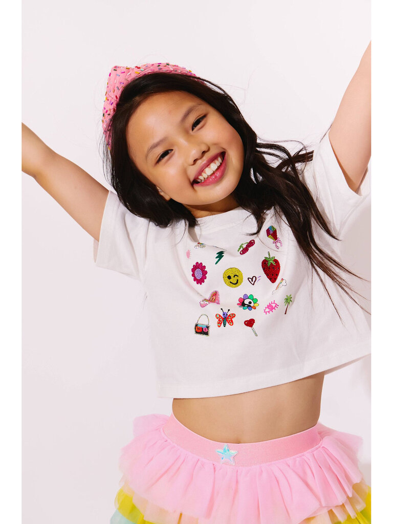 Lola and the Boys Sparkle Doodle Crop Shirt