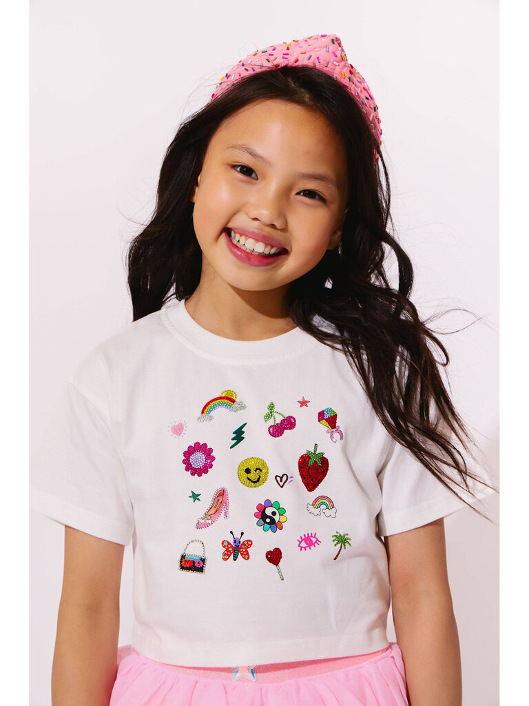 Lola and the Boys Sparkle Doodle Crop Shirt