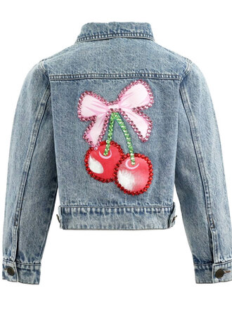 Lola and the Boys Crystal Cherry Bow Denim Jacket
