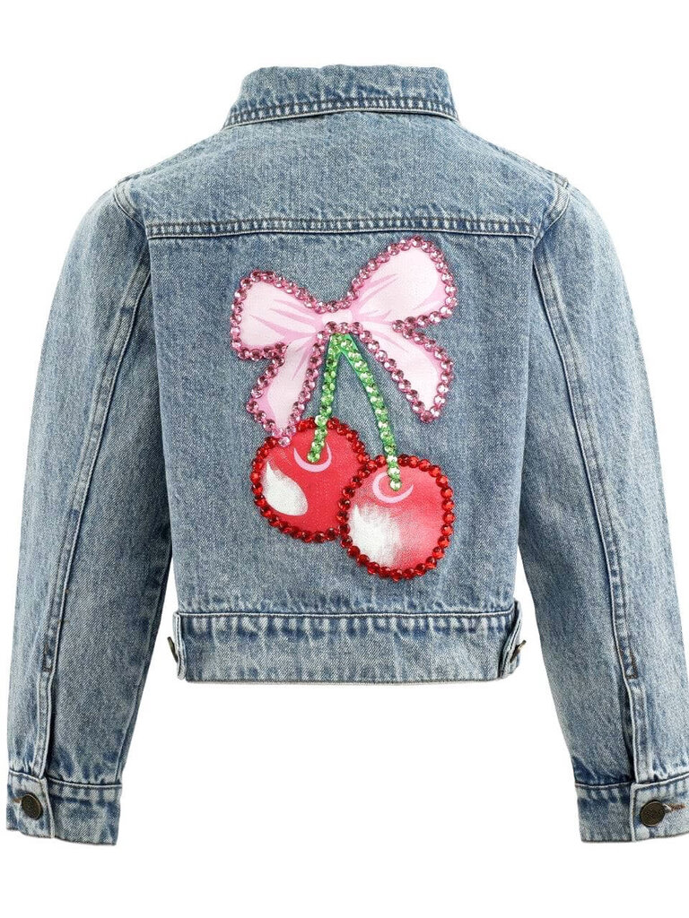 Lola and the Boys Crystal Cherry Bow Denim Jacket