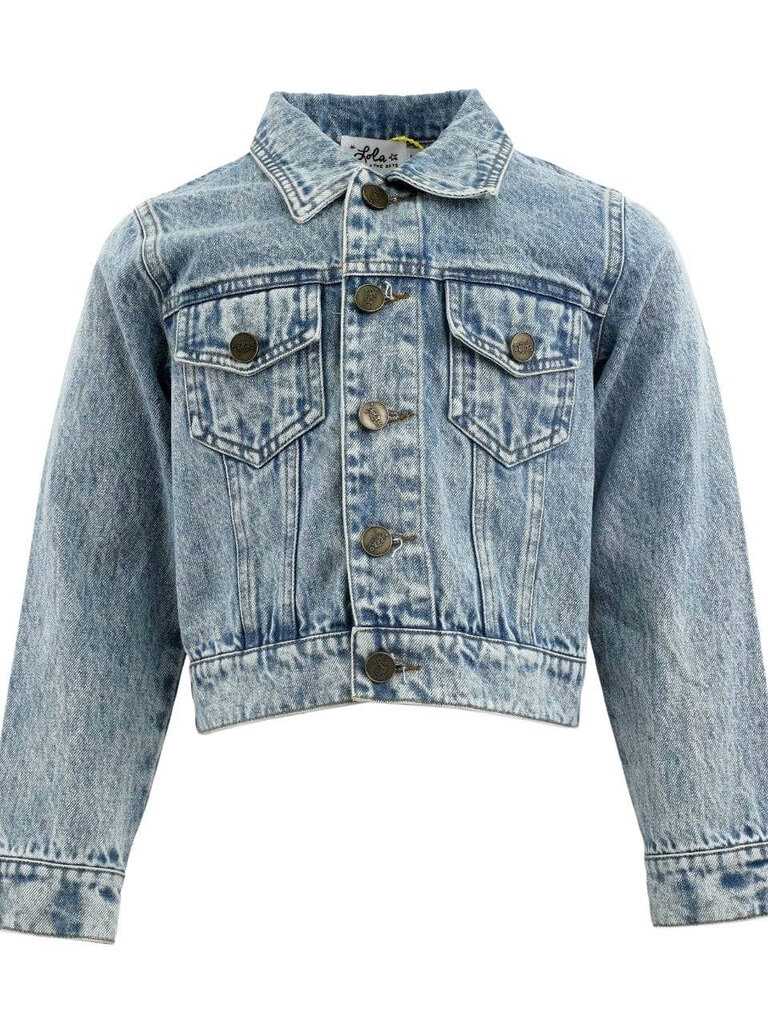 Lola and the Boys Crystal Cherry Bow Denim Jacket