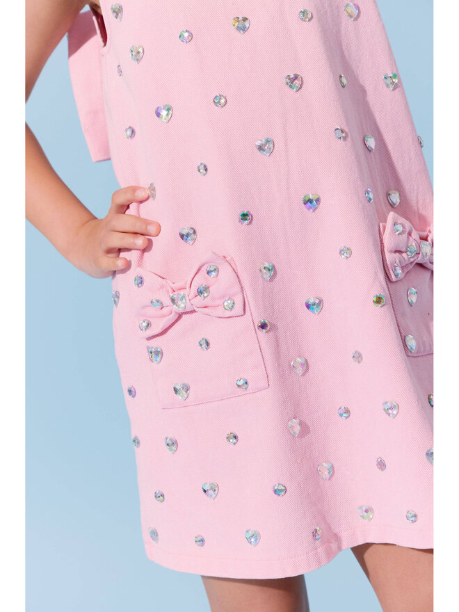 crystal heart denim bow dress Lola + The Boys Crystal Heart Denim Bow Dress, 8