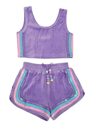 Lola and the Boys Rainbow Velour Sequin Tank Set