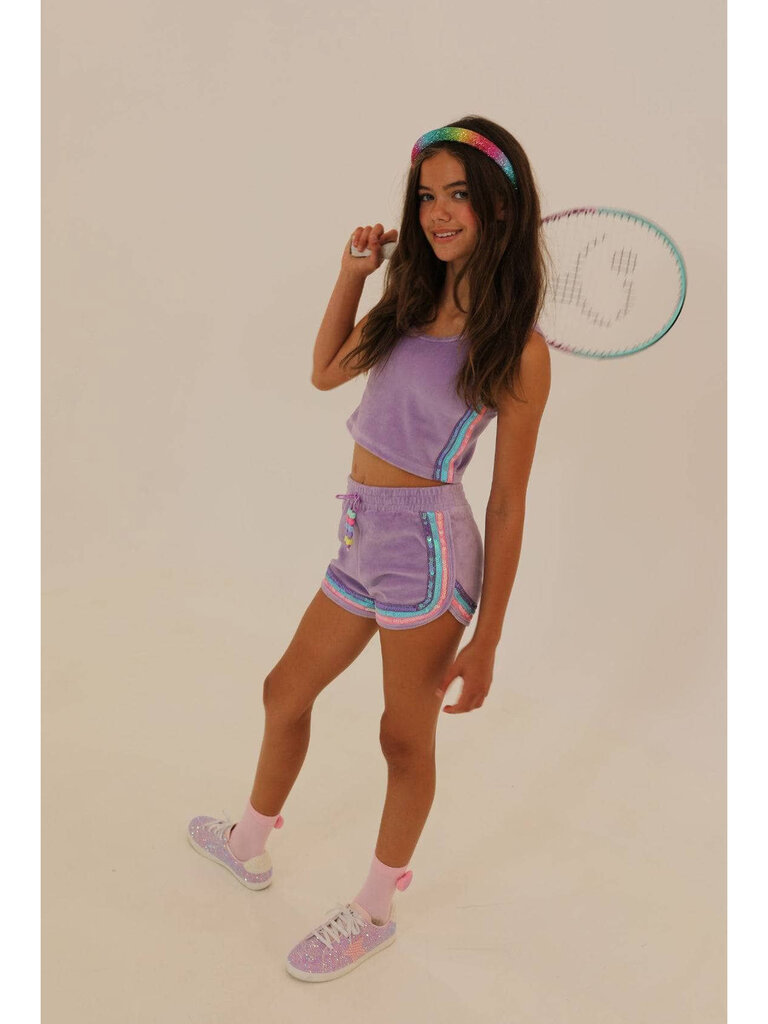 Lola and the Boys Rainbow Velour Sequin Tank Set