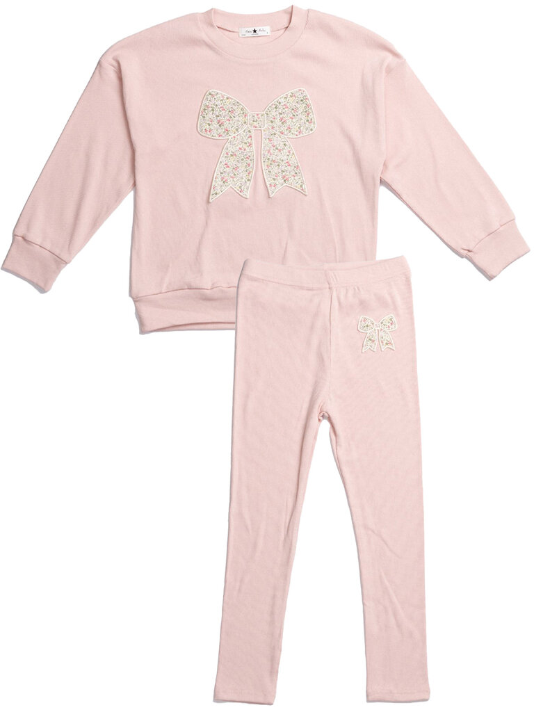 Petite Hailey Light Pink Bow Sweatshirt & Leggings Set