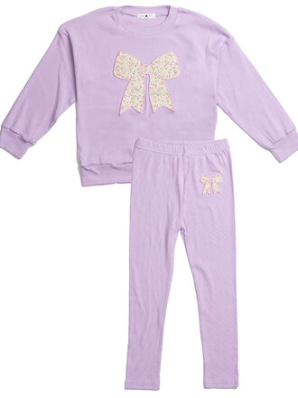Petite Hailey Purple Bow Sweatshirt & Leggings Set
