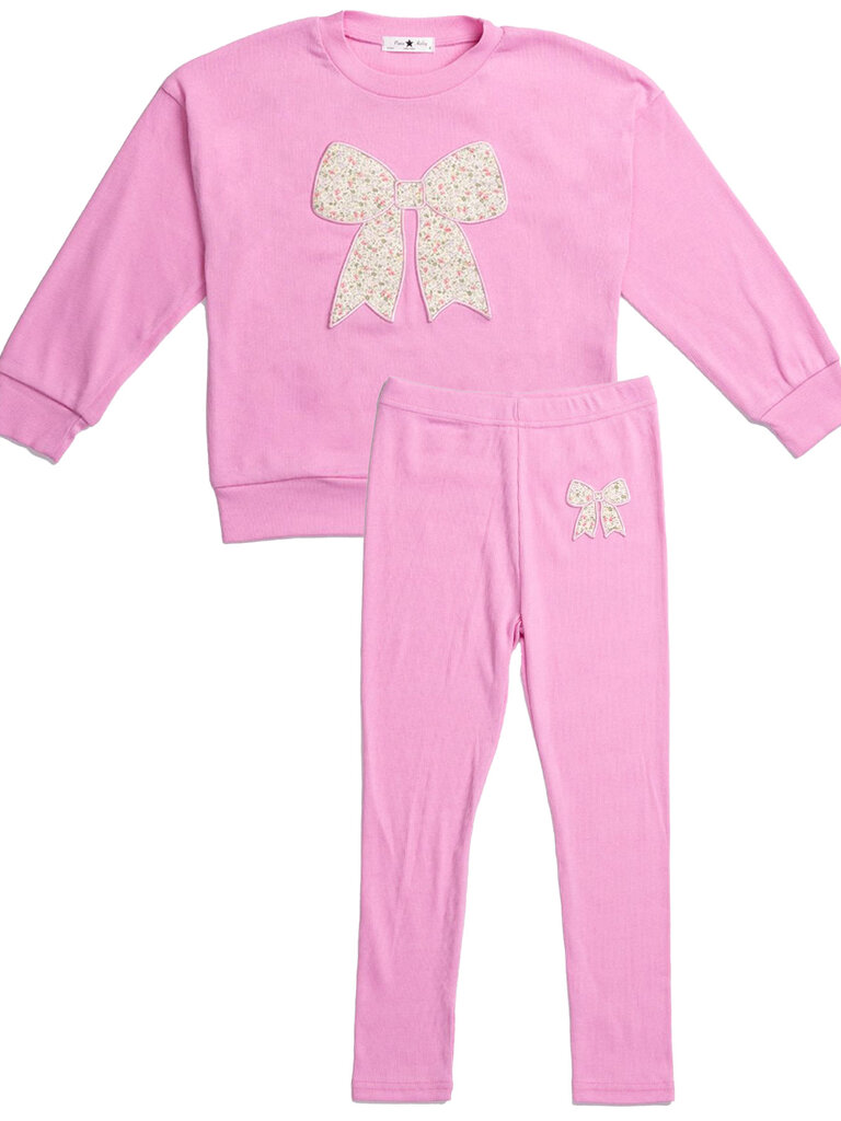Petite Hailey Pink Bow Sweatshirt & Leggings Set