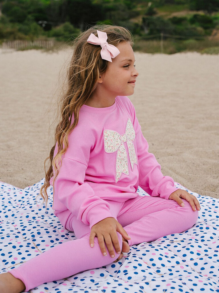 Petite Hailey Pink Bow Sweatshirt & Leggings Set