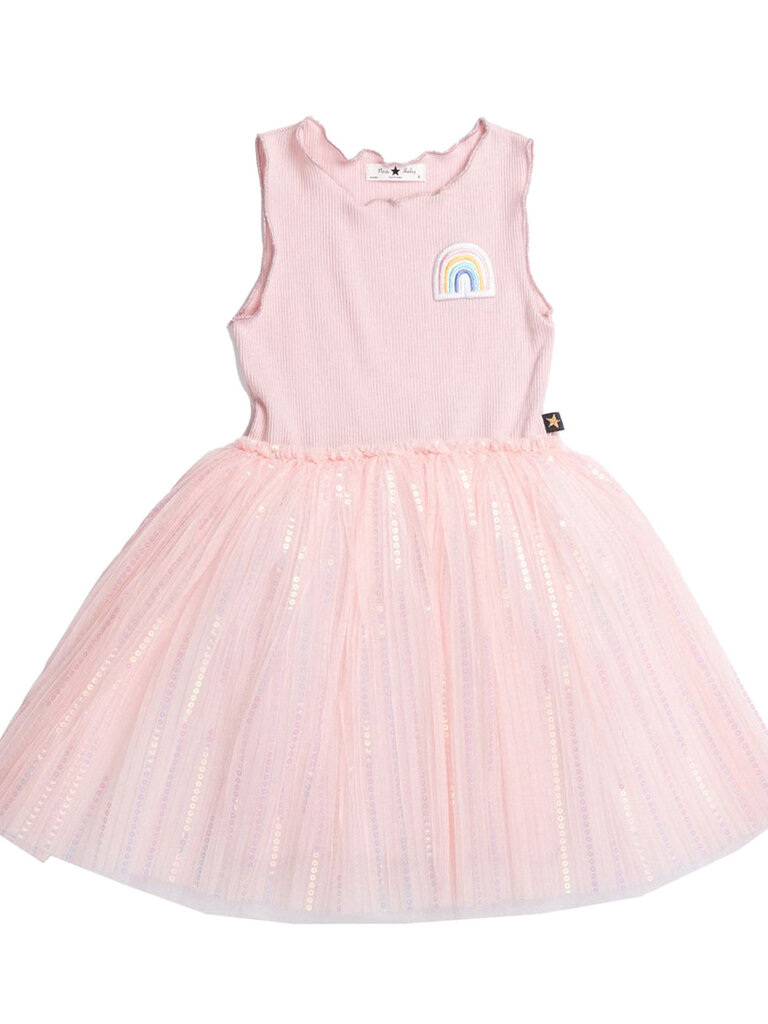 Petite Hailey Pink Chloe Rainbow Dress