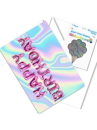 StickerBeans Birthday Balloons Card & Sticker