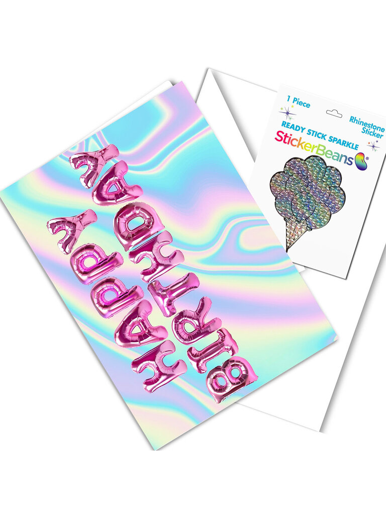 StickerBeans Birthday Balloons Card & Sticker