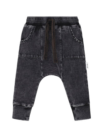 HUXBABY Black Knit Denim Pocket Pant
