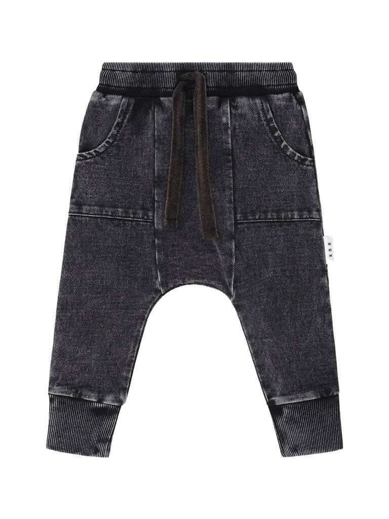 HUXBABY Black Knit Denim Pocket Pant