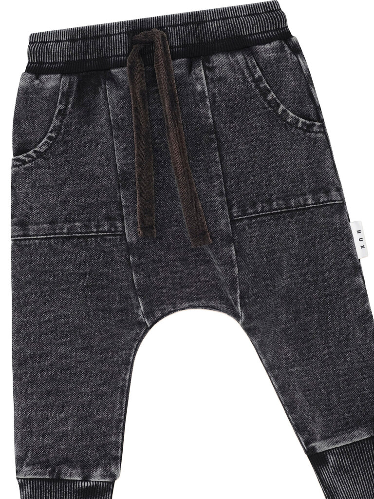 HUXBABY Black Knit Denim Pocket Pant