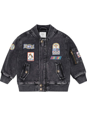 HUXBABY Black Knit Denim Patches Jacket