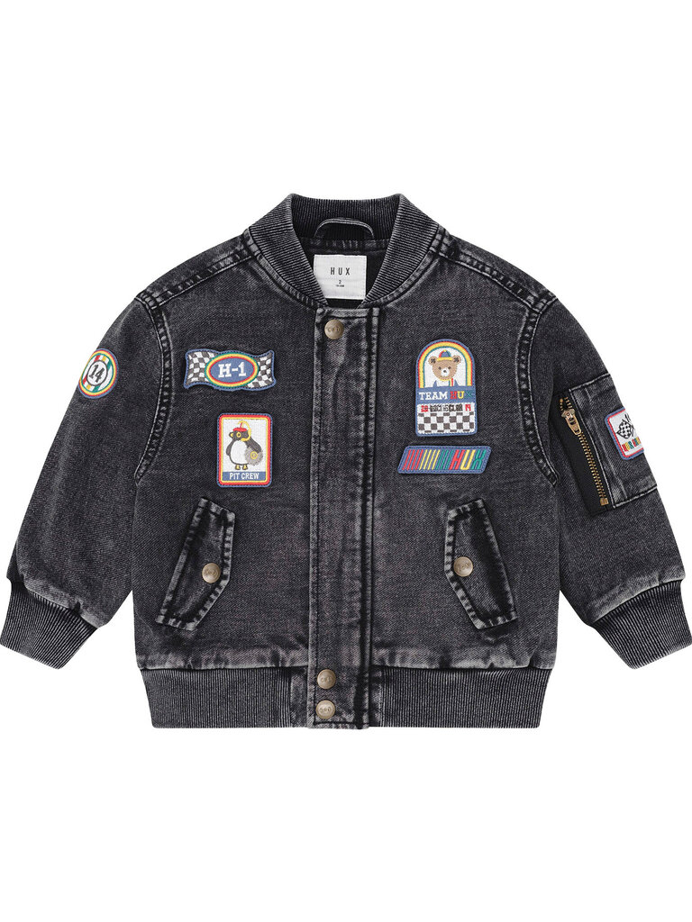 HUXBABY Black Knit Denim Patches Jacket